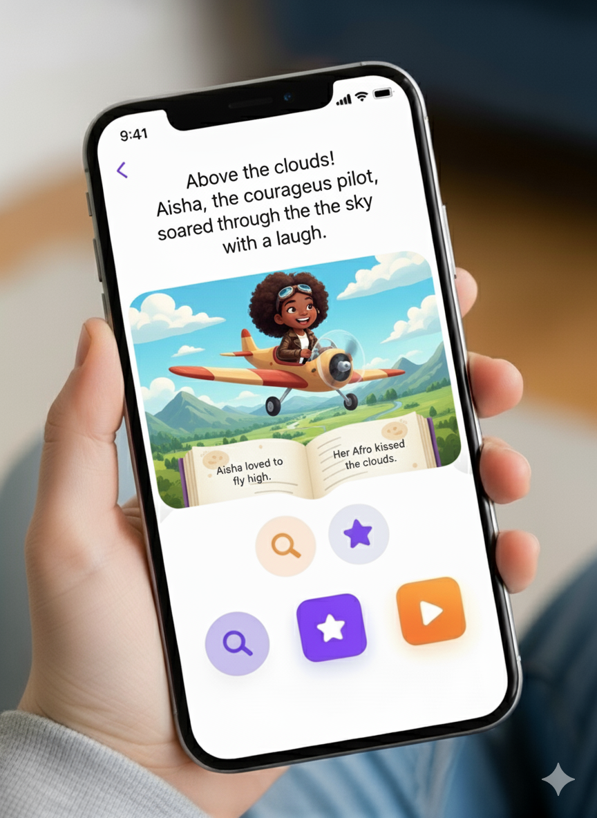 Magic Story Makerz app feature - AI generated story illustration 1