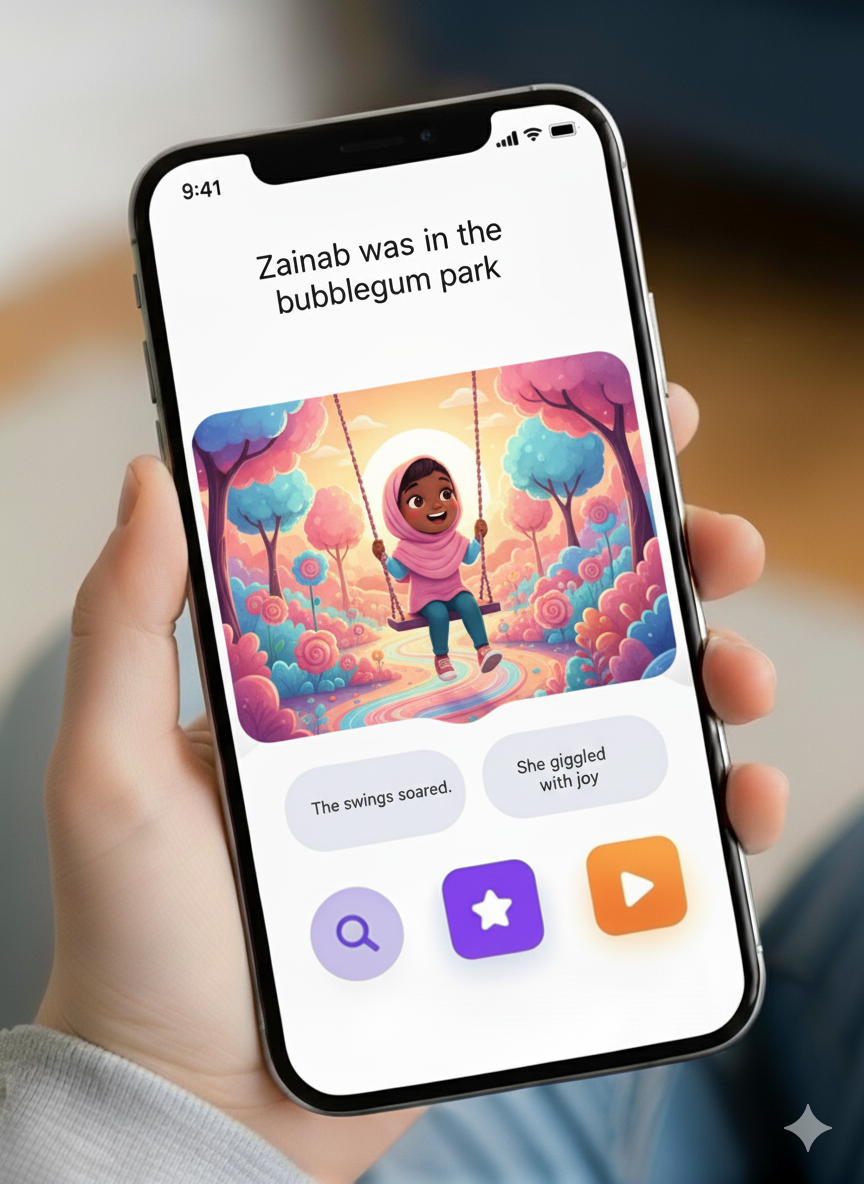 Magic Story Makerz app feature - AI generated story illustration 2
