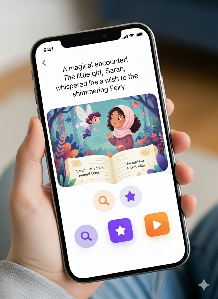 Magic Story Makerz app feature - AI generated story illustration 4